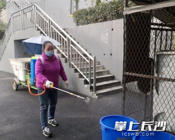 乐竞官方工作人员对校区进行消毒。